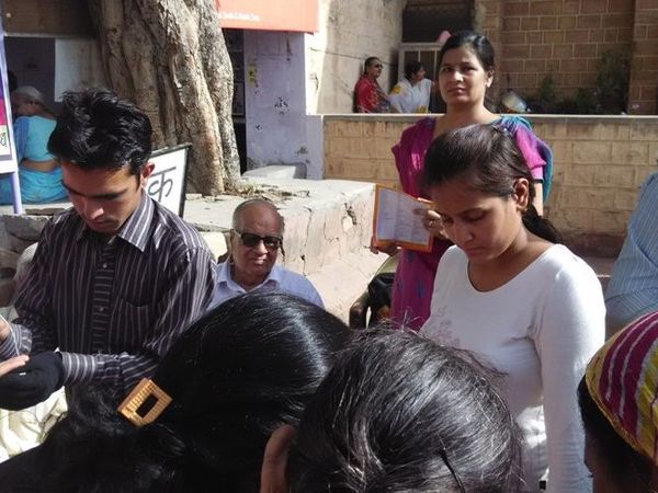 Readings being taken outdoors, in the shade