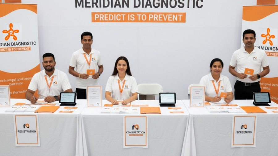 The Meridian Diagnostic team at a wellness event